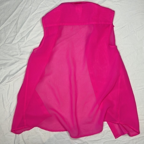 Sheer Pink sleeveless button down vest top Kids XL 10-14 Barbiecore Valentino - Picture 4 of 5